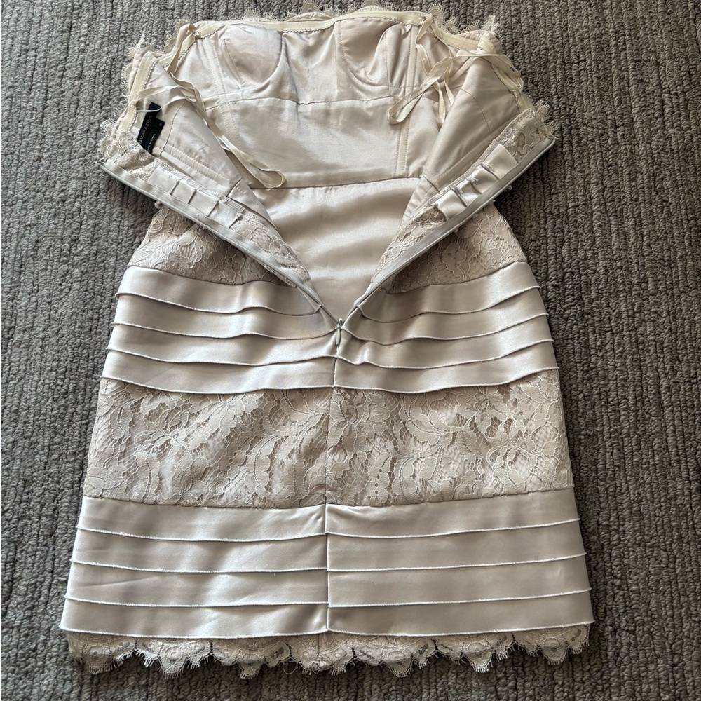 BCBG strapless lace and silky cocktail dress - Picture 7 of 15